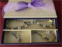 Light Yellow & Black Bead Jewelry Set
