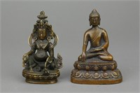 2 Pc Chinese Bronze Small Buddhas