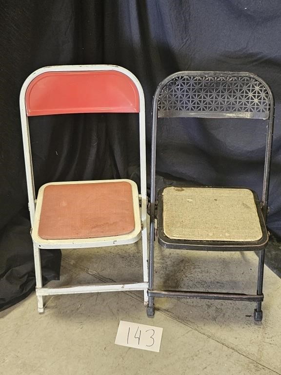 2 Metal Folding Childs Chairs