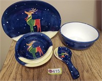 CHRISTMAS PLATTER, PLATES, BOWL & SPOON REST