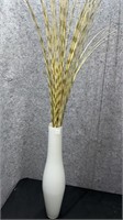 White Tall Vase with Faux Grass 
Vase Height 24”