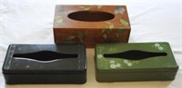 2 Metal & 1 Wooden Tissue Boxes