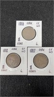 1916,1917 And 1918 Canadian Graded Pennies