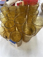 16 Amber Glass Tumblers - var sizes