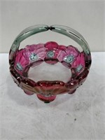 Westmoreland glass basket open handle