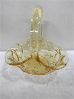 Yellow blown glass basket 8x8