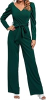 LYANER Women's Wrap V Neck Blazer Jumpsuit