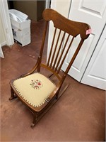 Vintage rocking chair with needlepoint seat B