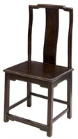 CHINESE DARK HARDWOOD CARVED SIDE CHAIR