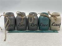 NEW Lot of 5- Live, Love, Laugh Vases