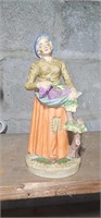 VINTAGE OLD LADY HOLDING GRAPES FIGURINE