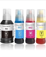 (New) 4 Pack 502 Ink Dye Ink Refill Bottles T502
