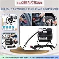 12-V VEHICLE PLUG IN AIR COMPRESSOR (300-PSI)