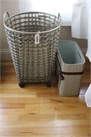 Laundry basket on wheels & trash can