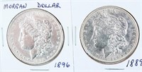 Coin 2 Morgan Silver Dollars 1896 & 1889