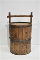 Antique Wood Lidded Well Bucket