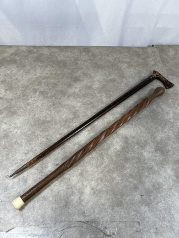 Wood canes, set of 2