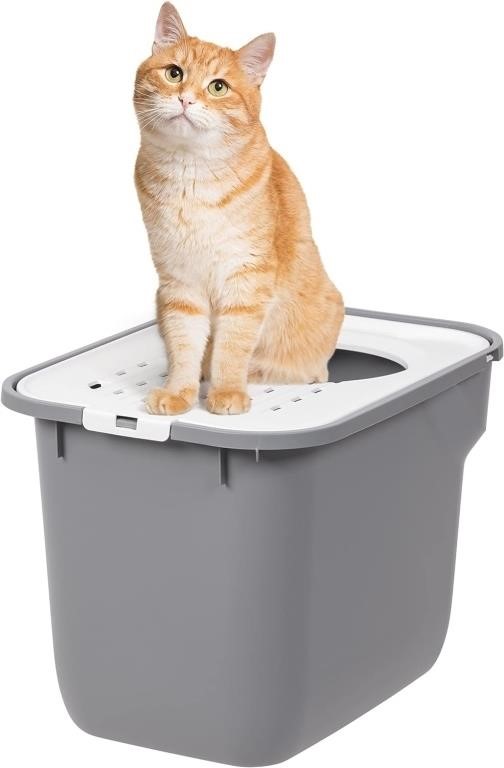 IRIS USA Square Top Entry Cat Litter Box