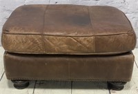 Bernhardt Leather Ottoman w/ Nail Head Trim