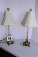 (2) Brass Lamps w/Shades (U232)