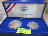 1986 U.S. LIBERTY 2-COIN SET, INCL. SILVER