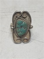 Southwest style, silver and turquoise ring. It