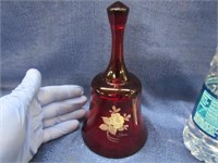 red fenton signed bell - hand painted
