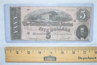 1864 CONFEDERATE FIVE DOLLAR NOTE