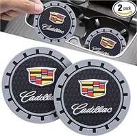 2Pcs Black Silicone Car Coasters for Cadillac