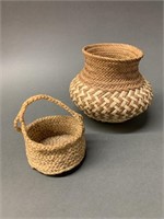 Pair of Mexican Hand Made Miniature Baskets