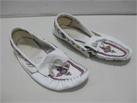 White Beaded Moccasins Unknown Size