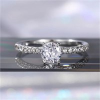 Zircon Silver Women's Wedding Ring - Size 10 - 925
