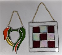 Two Hanging Stained Glass Window Decor