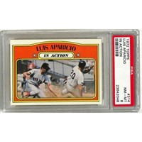 1972 Topps Luis Aparicio In Action Psa 8