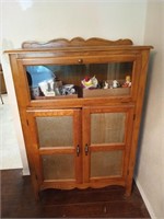 Buffet cabinet with punched tin front, and glass
