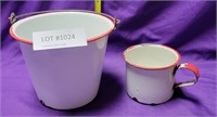 VTG. ENAMEL PAIL & COFFEE MUG