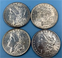 4 Morgan silver dollars: 1921, 1898, 1896, 1889