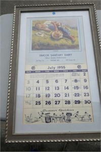 1955 Simcoe Sanitary Dairy Framed Calendar
