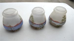 3 Reverse Painted Glass Shades 3 3/4"T