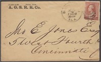 A.G.S.R.R. Co Railroad Corner Card, 1886 Birmingha