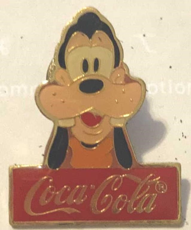 Vintage DISNEY Goofy COCA COLA Pinback