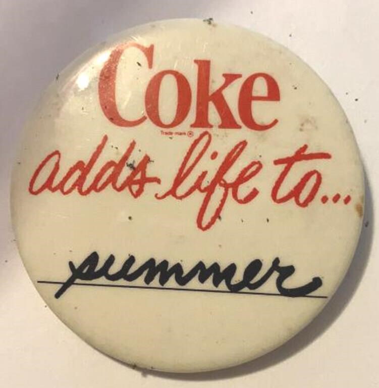 Vintage COKE adds life to summer Pinback