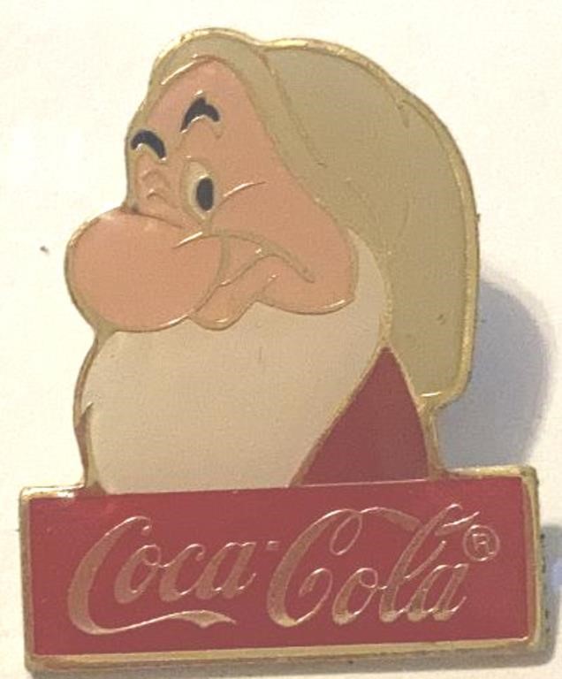Vintage DISNEY Grumpy Dwarf COCA COLA Pin