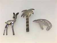 3 STERLING PINS