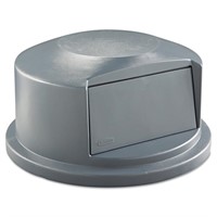 Round Brute Dome Top Receptacle Push Door, 24 Gray