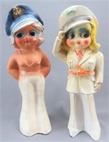 Vintage Chalkware Figurines-Army & Sailor Girls
