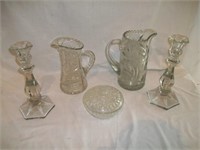 Nice Pressed Glass Lot with Pitchers & More