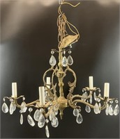 Spanish Brass and Crystal Chandelier