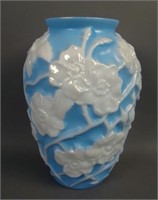 10 ½” Tall Phoenix Wild Rose Bulbous Vase – Blue