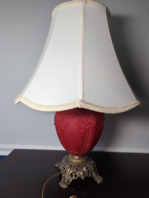 Red Glass Kerosene Conversion Lamp